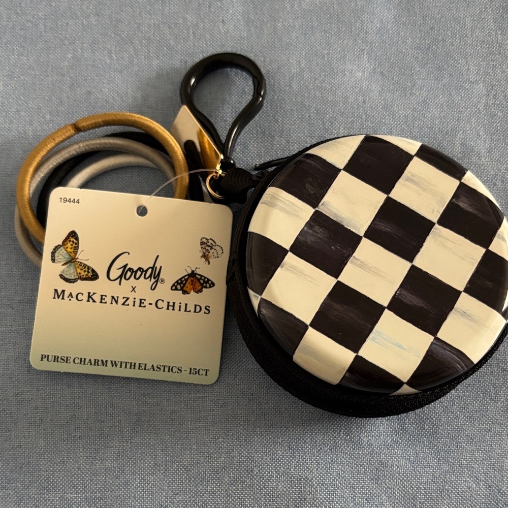 MacKenzie-Childs Black & White Check Purse Charm